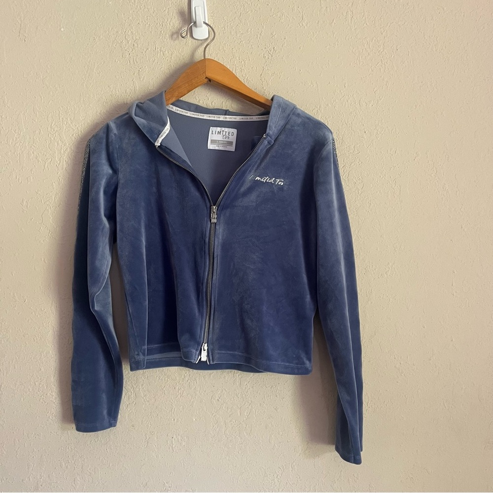 Y2K Limited Too Powder Blue Velour Zip Front Jacket - Picture 3 of 4